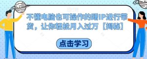 不懂电脑也可操作的蹭IP进行带货，让你轻松月入过万【揭秘】-星启会
