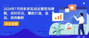 2024年7月拼多多实战运营现场课程，实时玩法，爆款打造，选品、规则解析-星启会