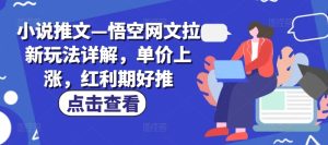 小说推文—悟空网文拉新玩法详解，单价上涨，红利期好推-星启会