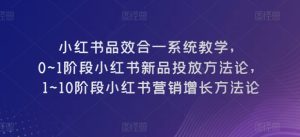 小红书品效合一系统教学，​0~1阶段小红书新品投放方法论，​1~10阶段小红书营销增长方法论-星启会