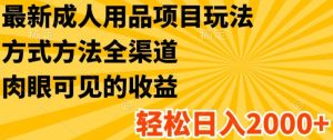 最新成人用品项目玩法，方式方法全渠道，轻松日入2K+【揭秘】-星启会