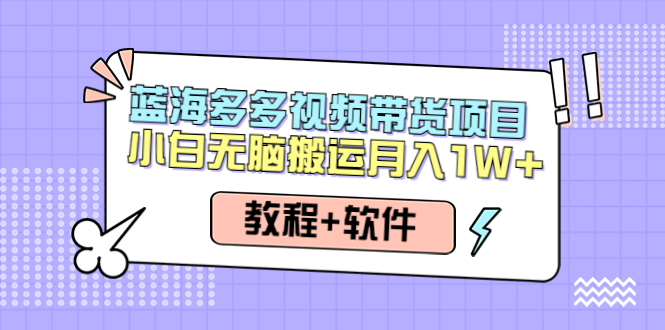 图片[1]-人人都能操作的蓝海多多视频带货项目 小白无脑搬运月入10000+（教程+软件）-星启会