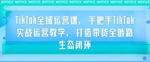 TikTok全域运营课，手把手TikTok实战运营教学，打造带货全链路生态闭环-星启会