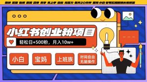 小红书创业粉项目日+500粉，每天20分钟躺赚长尾收益，无脑操作，宝妈，小白抓紧冲【揭秘】-星启会