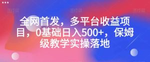 全网首发，多平台收益项目，0基础日入500+，保姆级教学实操落地【揭秘】-星启会