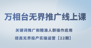 万相台无界推广线上课关键词推广和精准人群操作应用，提高无界投产实操运营【22期】-星启会