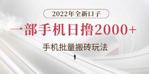 2022年全新口子，手机批量搬砖玩法，一部手机日撸2000+-星启会