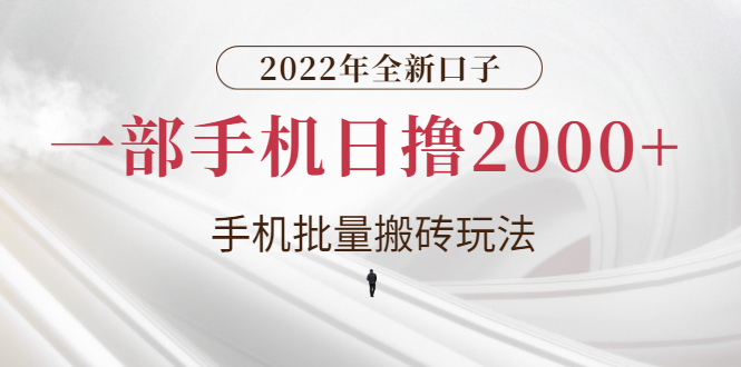 图片[1]-2022年全新口子，手机批量搬砖玩法，一部手机日撸2000+-星启会