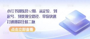 小红书训练营12期，从定位、到起号、到变现全路径，带你快速打通爆款任督二脉-星启会