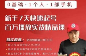 网红叫兽·新手7天快速起号百万播放实战精品课，0基础1个人1部手机 –-星启会