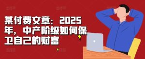 某付费文章：2025年，中产阶级如何保卫自己的财富 –-星启会